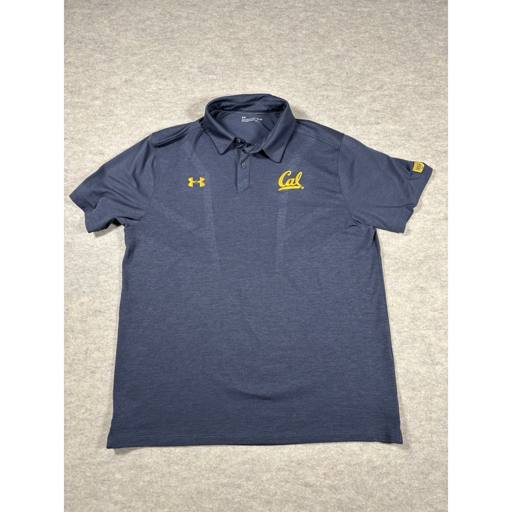 Under Armour California Golden Bears Polo Shirt Mens XL Navy Blue Short Sleeve